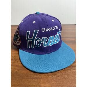 Men's Mitchell & Ness Hardwood Classic Charlotte Hornets Script Snapback Hat Cap